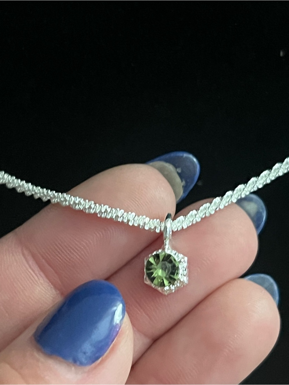 925 Sterling Silver Green Moissanite Pendant Necklace